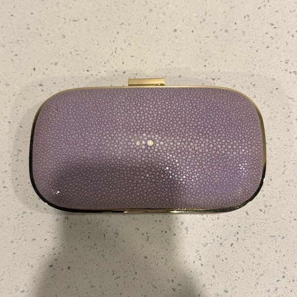ANYA HINDMARCH PURPLE MARANO GLITTER-FINISHED BOX CLUTCH EUC - Picture 4 of 12